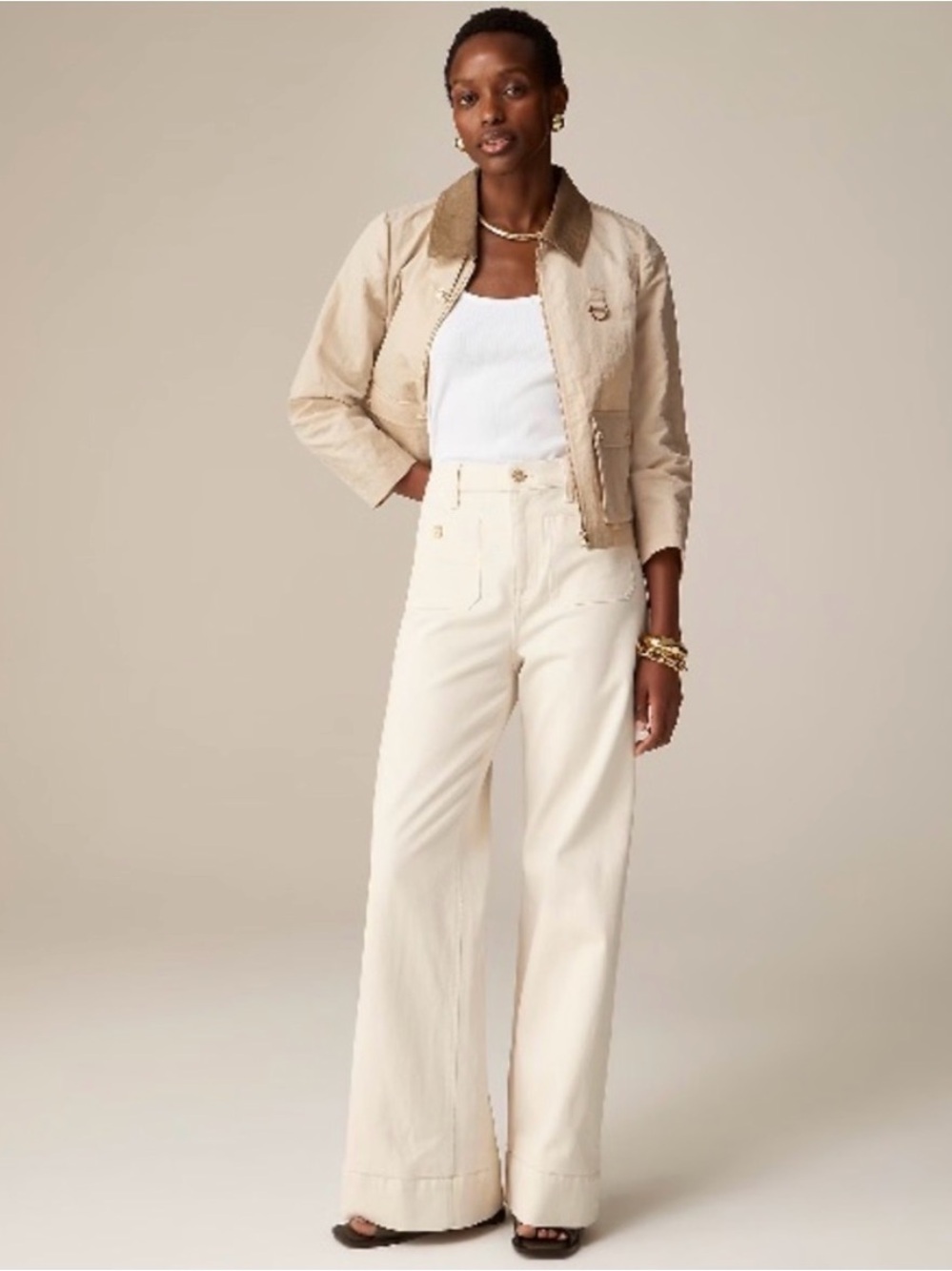 J. Crew Sailor Denim Trouser In Ecru Size 27 Petite